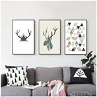 Постер на холсте, с геометрическими рисунками животных, оленей