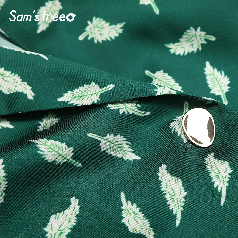 Samstree, зеленое перо, с принтом, городское цыганское пальто для женщин, осень, с карманами, оригинальное, элегантное, бохо, повседневное, для офиса, женская верхняя одежда