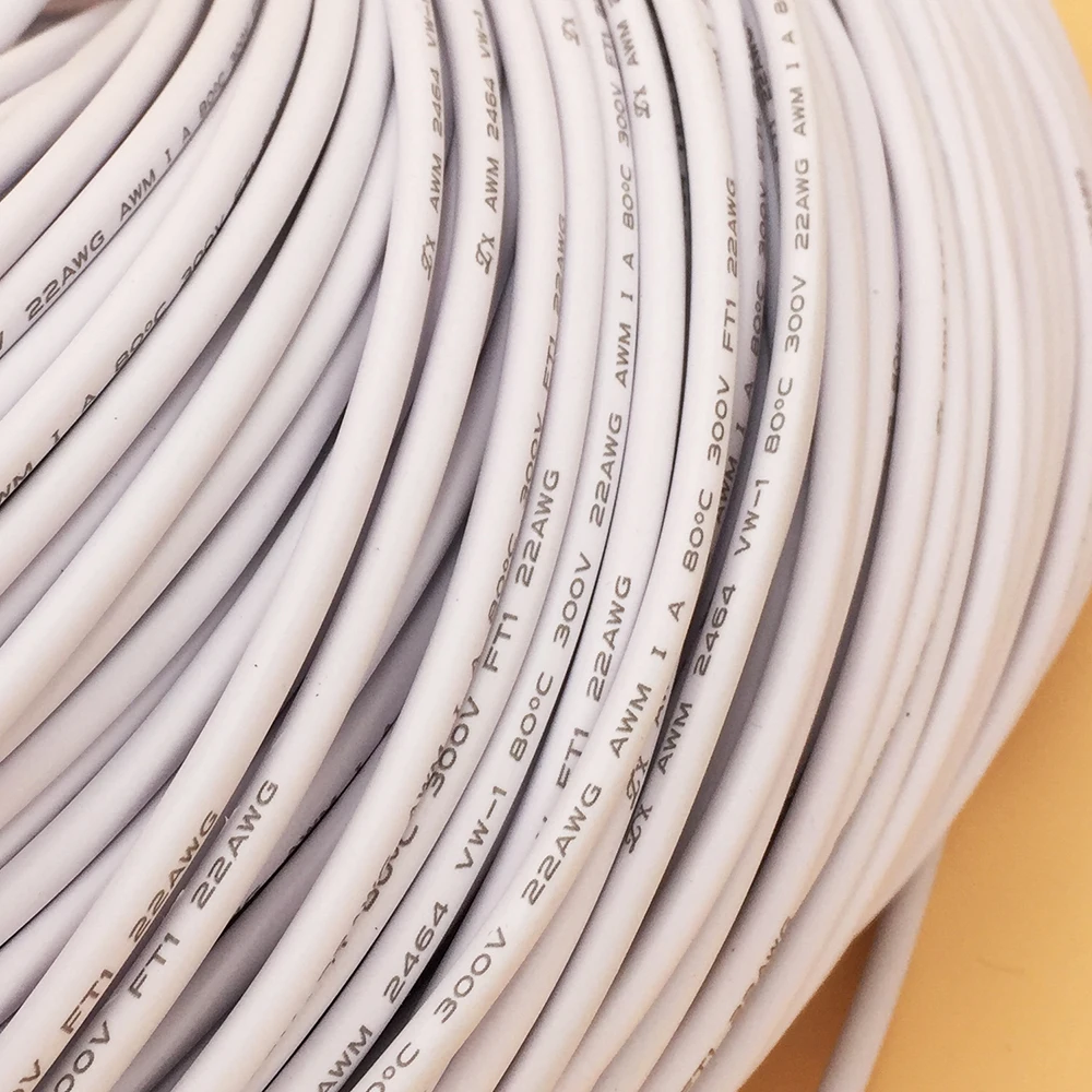 22 AWG 2Pin 3A Номинальный Электрический кабель провод изолированный Белый