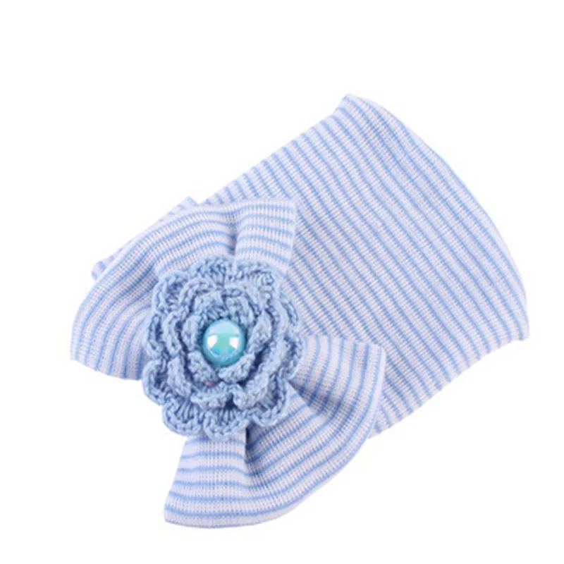 0-3M Newborn Crochet Cap Baby Girls Boys Infant Hats Girl Toddler Comfy Bowknot Hospital Striped Beanie Hat | Детская одежда и