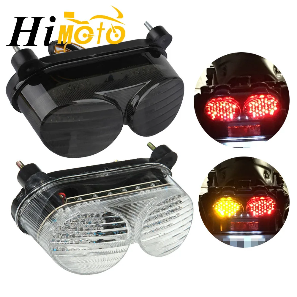 Дым прозрачные линзы мотоцикл LED Встроенный задний фонарь стоп сигналы поворота