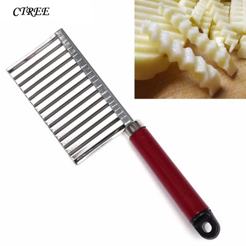 

CTREE 1Pc Wavy Edged Potato Knife Stainless Steel Kitchen Gadget Vegetable Cutting Peeler Corrugated Cut Blade Cooking Tool C224