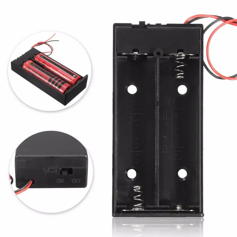 Универсальный черный чехол для хранения аккумуляторов 3 7 в 2x18650 контейнер с