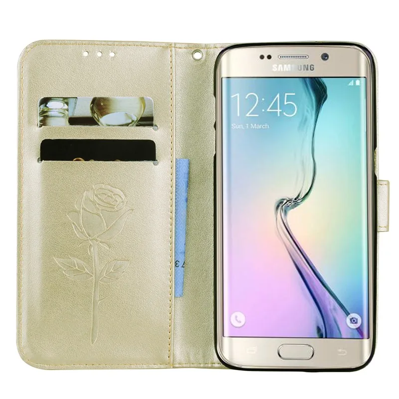 OUJINUO чехол из искусственной кожи с узором розы для Samsung galaxy s6 s7 edge s8 s9 plus J5 J7 2016