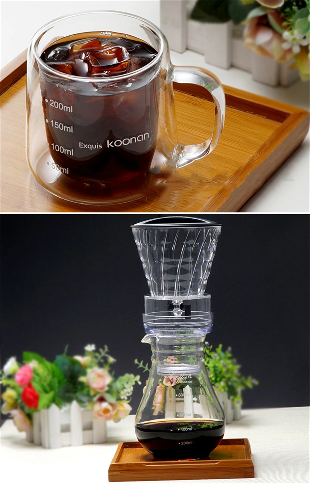 YRP800ml многоразовые капельная, для воды и льда Кофе фильтр Стекло кофейники эспрессо кухня baristaTools капельница горшок ледяной создание кафе