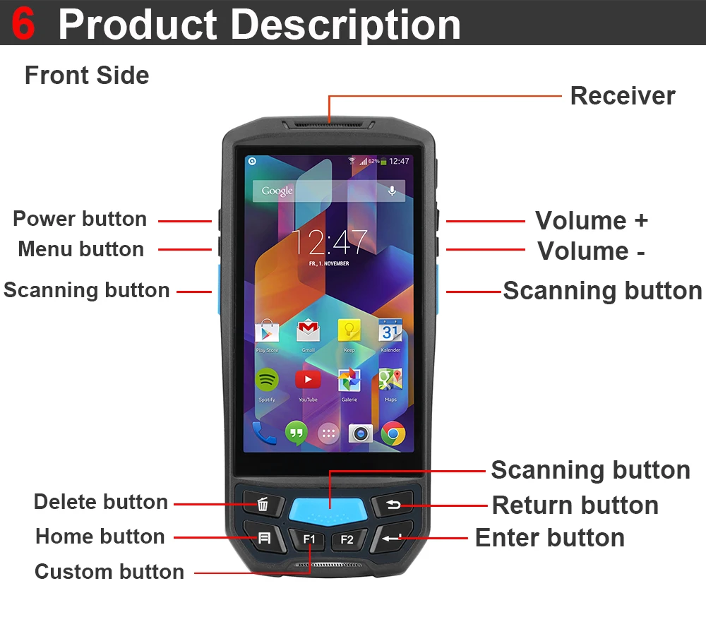 Android 7 0 PDA портативный POS-терминал опциональный NFC RFID сканер штрих-кода QR-кода |