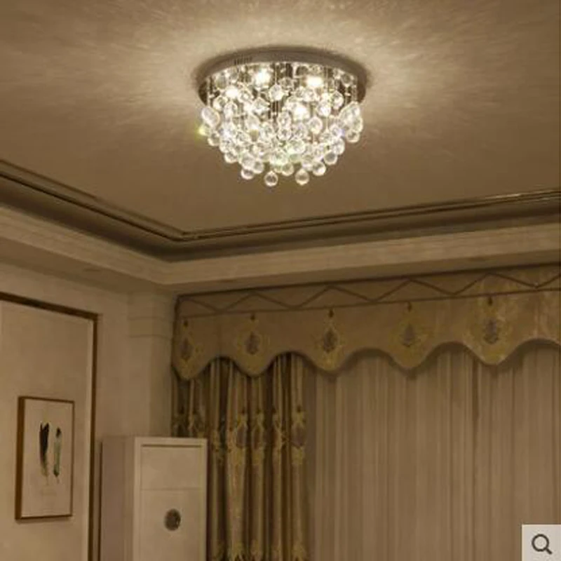 

Хрустальная Светодиодная потолочная лампа, современный минималистичный круглый светильник с дистанционным управлением для спальни, гости...