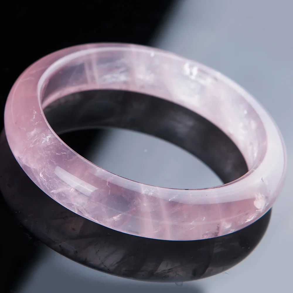 Top Quality Natural Rose Quartz Pink Gemstone Bangle Clear Stone Woman Love Fashion Bracelet Inner Diameter 59mm AAAAA Jewelry | Украшения