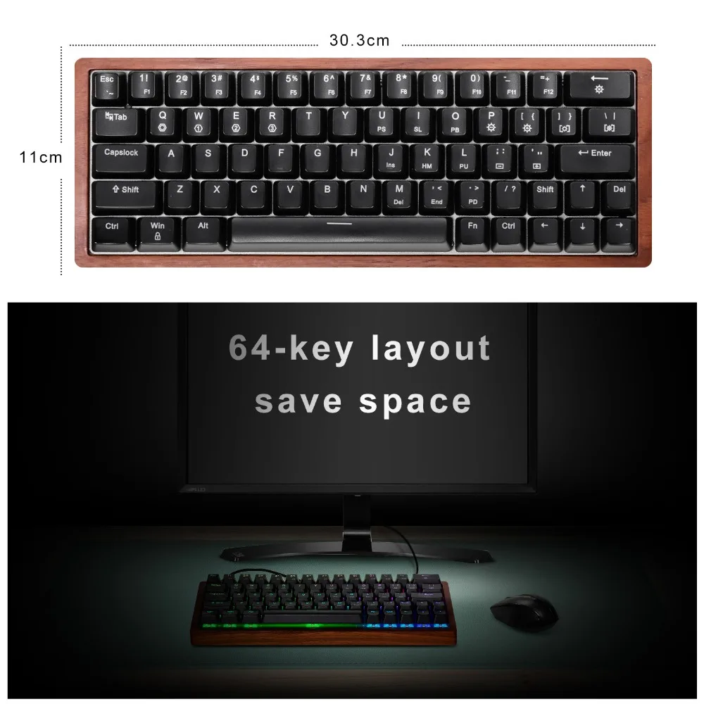 60% мини Механическая игровая клавиатура-проводная/Беспроводная-Cherry Mx-Горячая