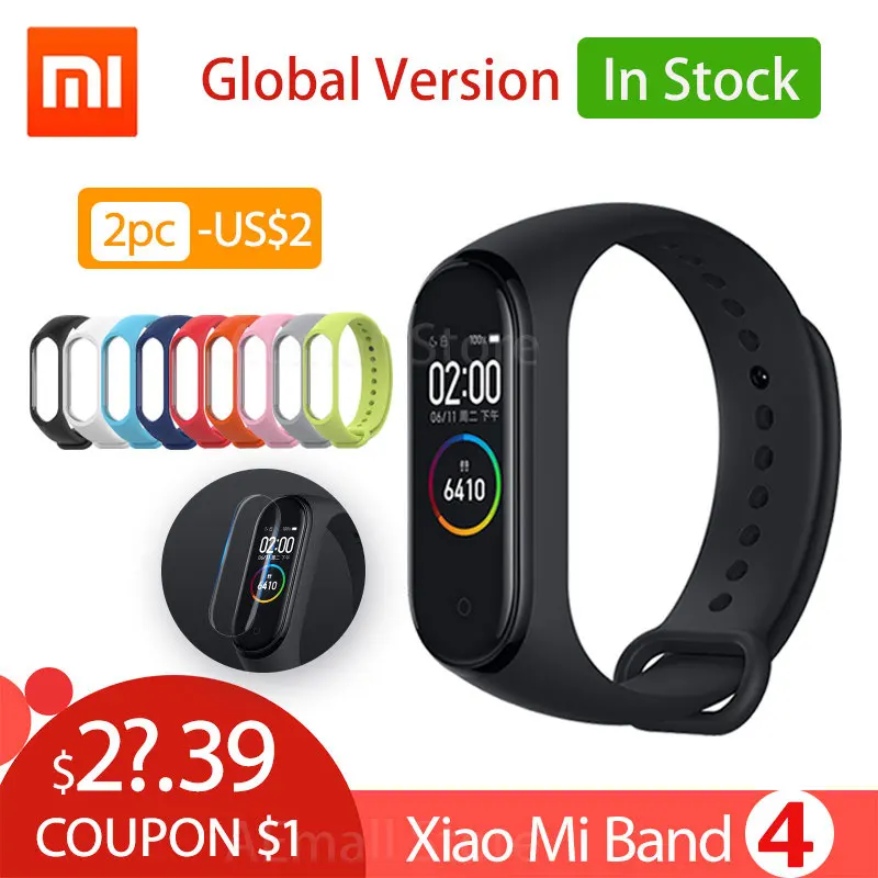 Xiaomi Mi Band 4 глобальная Версия смарт браслет Miband фитнес с цветным экраном Bluetooth 5 0