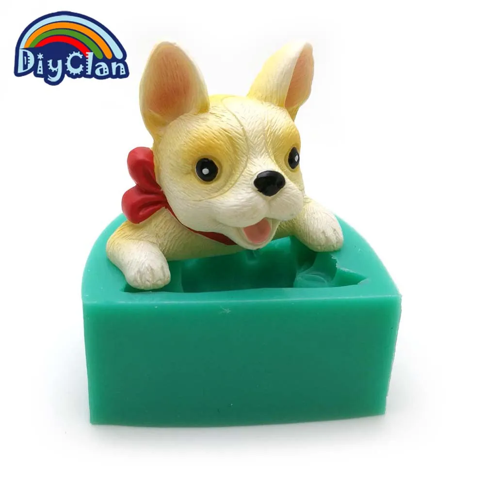 Новые интересные 3D формы собаки силиконовые для помадки на торт щенка шоколада