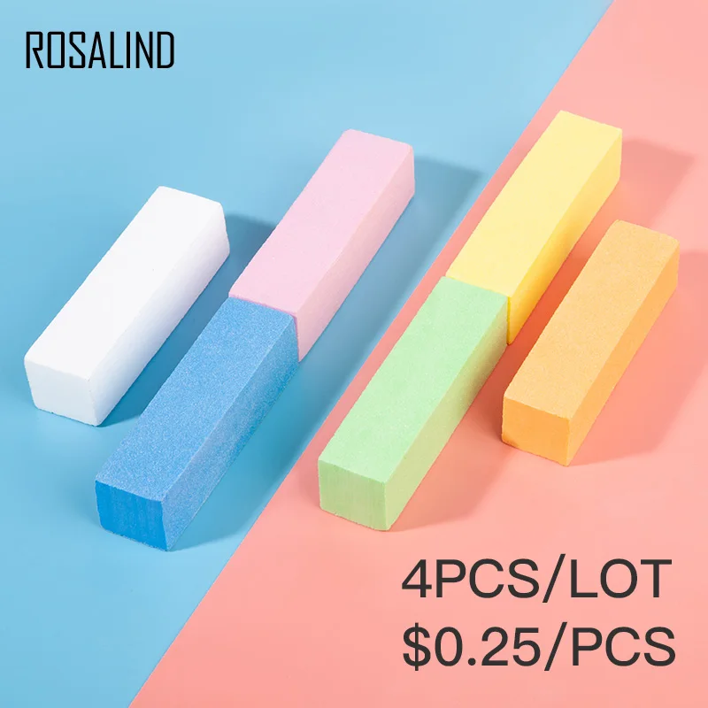 ROSALIND 4Pcs/Lot Nail Tools Buffer File Block All for Manicure Buffing Sanding Polish White profession Nail Art limas Nail File