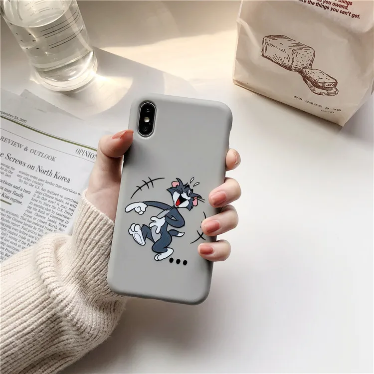 Забавный мультяшный Кот и мышь чехол для телефона для iPhone X XS Max XR 7 8 6 6s Plus тонкий мягкий силиконовый чехол милый том Джерри чехол для пар