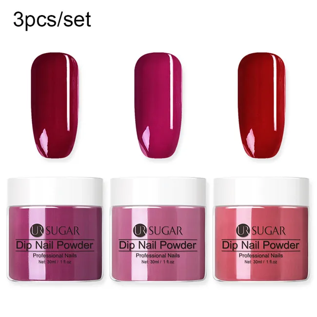 3pcs set 4 Ur Sugar 30 мл Dip пудра для ногтей с блестками пигмент градиентный французский хром маникюр Дизайн ногтей погружение пыли порошок без лампы лечения - Цвет: 3pcs set 4