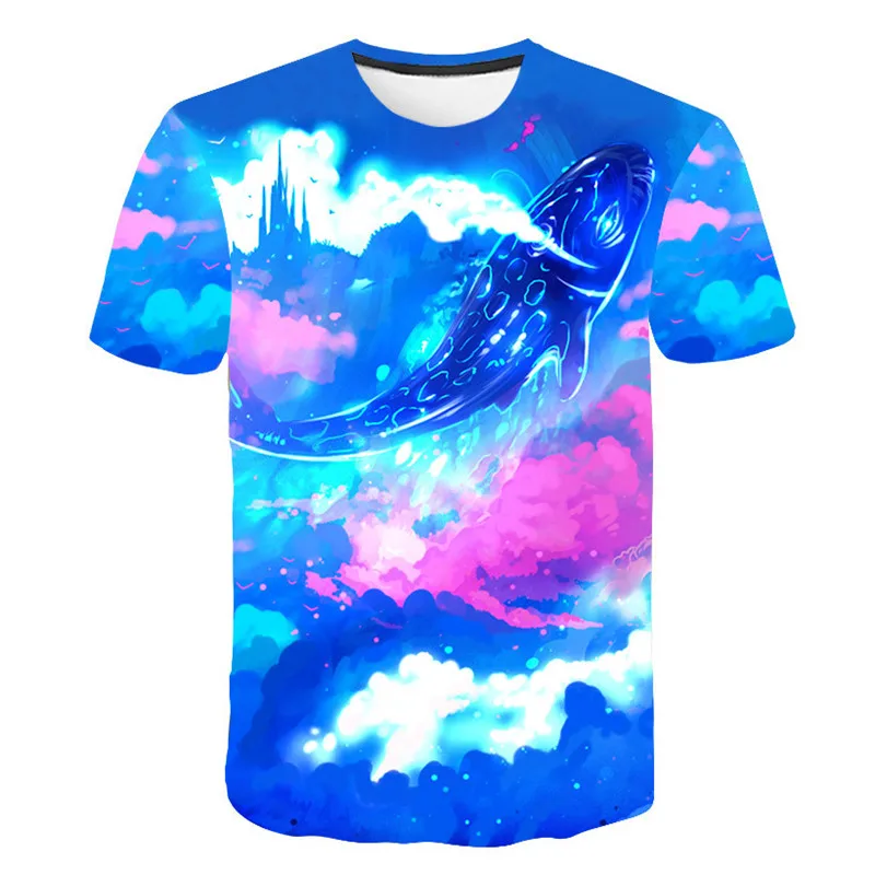 2019 летняя новая мужская футболка в стиле панк рок с изображением рыбок животных 3D