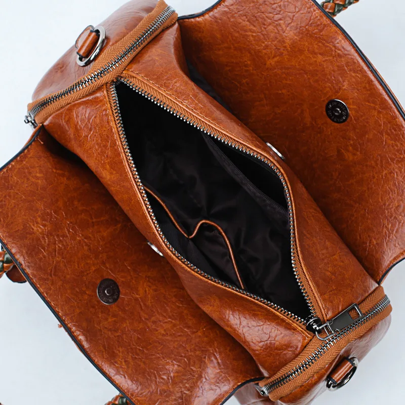 Зимняя женская сумка из вощеной кожи на одно плечо Европейская и американская