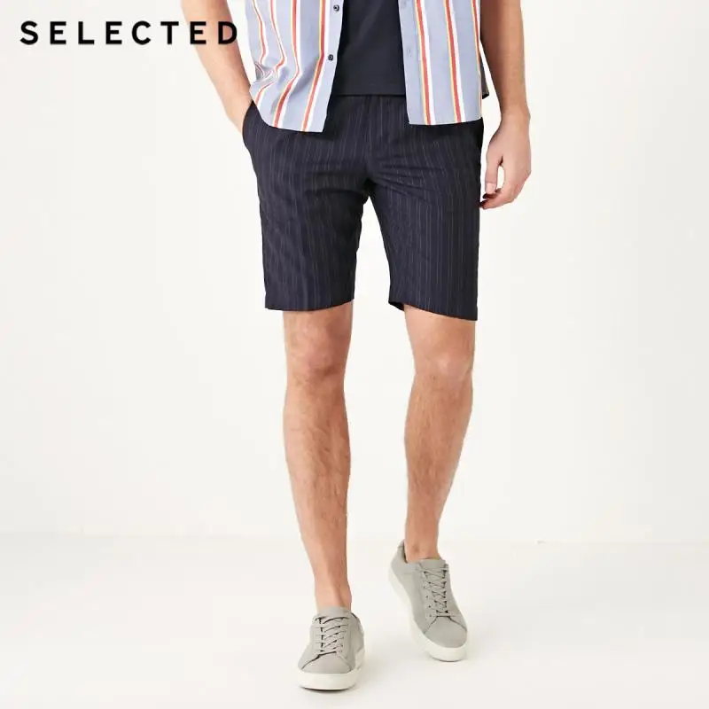 

SELECTED Men's Summer Linen Thin Striped Knee-length Shorts S|4192SN501