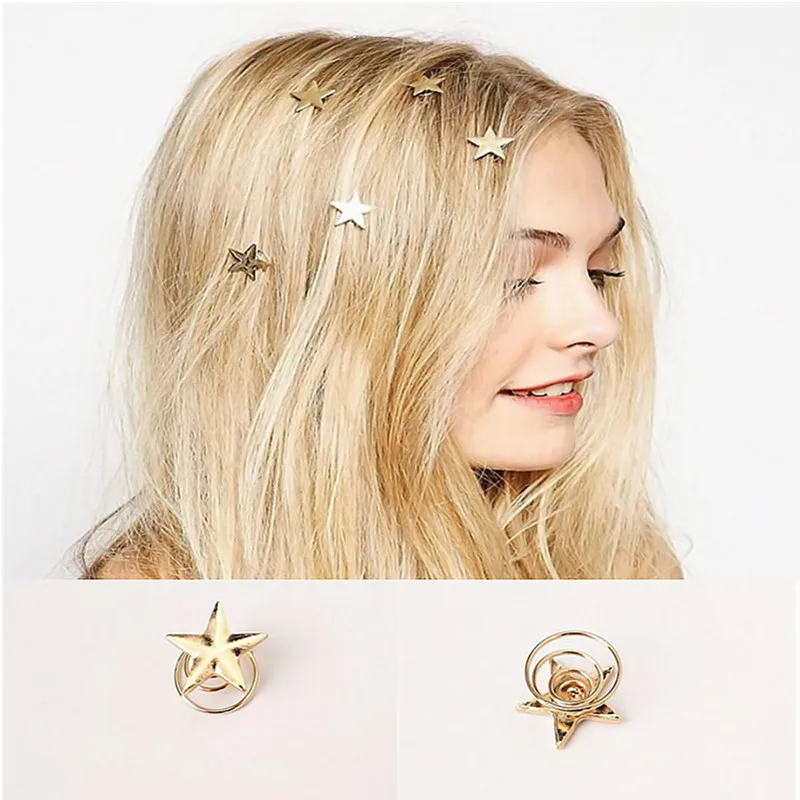 T17 Золотая модная одежда для волос Звездный дизайн женская прическа инструменты