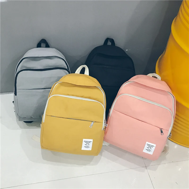 

High Quality Canvas Solid Women's Men's Backpacks School Student Laptop Rucksack Female Male Bagpack Book Bags for Teenage Girls