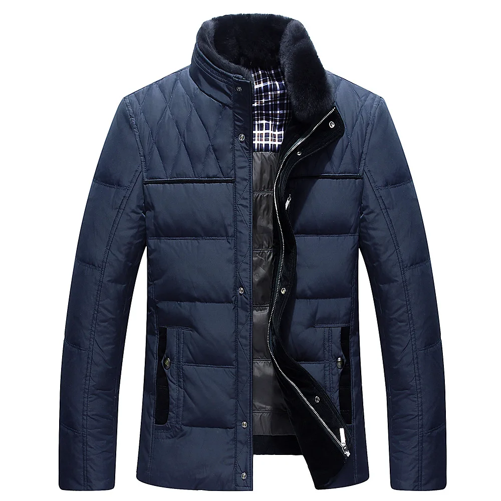 

Standing Real Fur Collar Männer Enten Unten Jacke Thick Medium Long Men Duck Down Jacket Winter coat