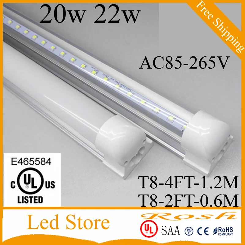 Светодиодная интегрированная лампочка T8 4FT 2FT трубка 1 2 м 0 6 SMD2835 12 Вт 20 22 AC85 ~ 265 В