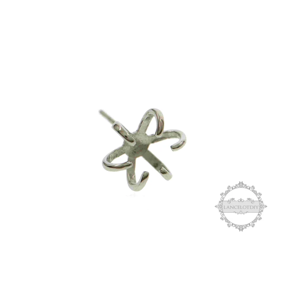 Нерегулярные камень зубец коготь настройки earringsn 925 Серебро DIY шпильки принадлежности для сережек выводы 1702164