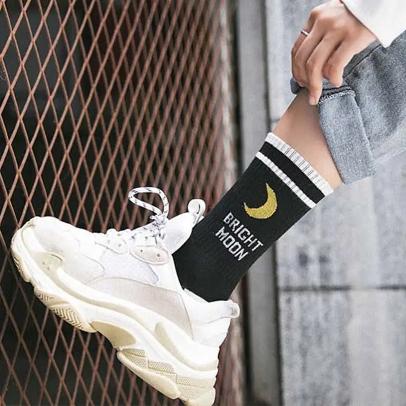 Длинные носки в стиле Харадзюку для мужчин и женщин хип хоп Осенние эластичные