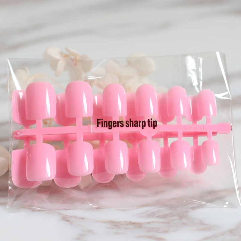 Яркие однотонные накладные ногти 24 шт. милая пудра конфеты короткая круглая