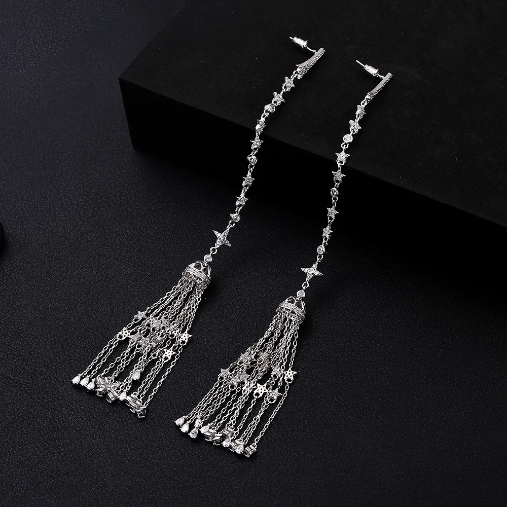Женские длинные висячие серьги janekellyTrendy свадебные с кубическим Цирконом и