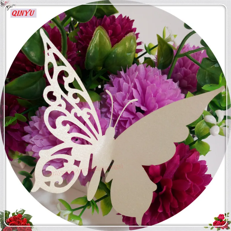 DIY Butterfly 100 pcs 21 color Place Escort Wine Glass Cup Paper Card for Wedding Party Home Decorations Name Cards 8z | Дом и сад