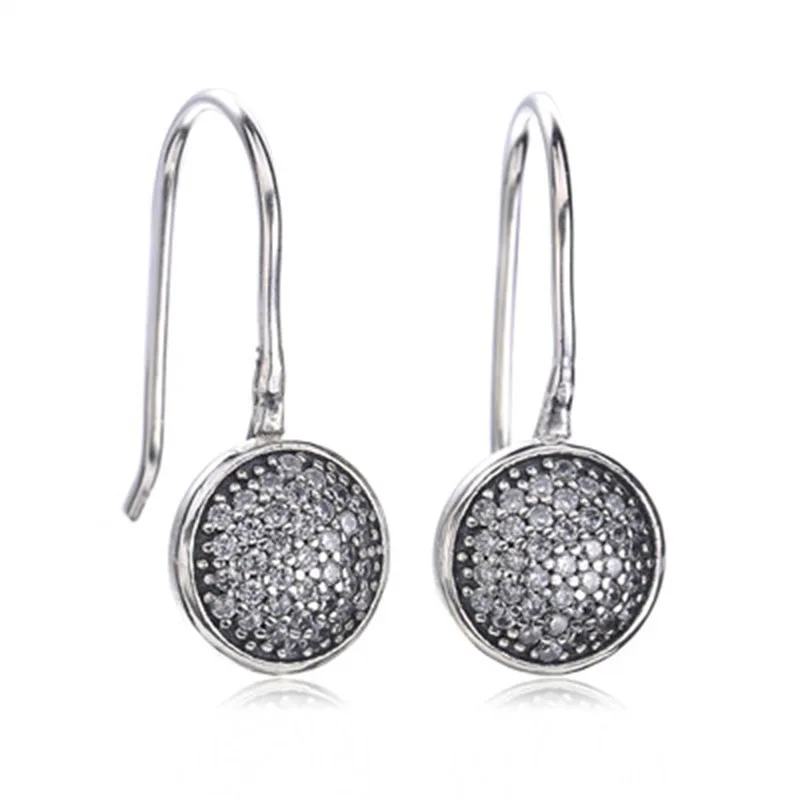 

Good Quality New Collection Popular Famous Brand CZ Paving Round Head 925 Real Silver Earring Hook