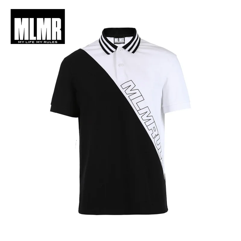 MLMR мужская хлопковая контрастная с отложным воротником короткими рукавами