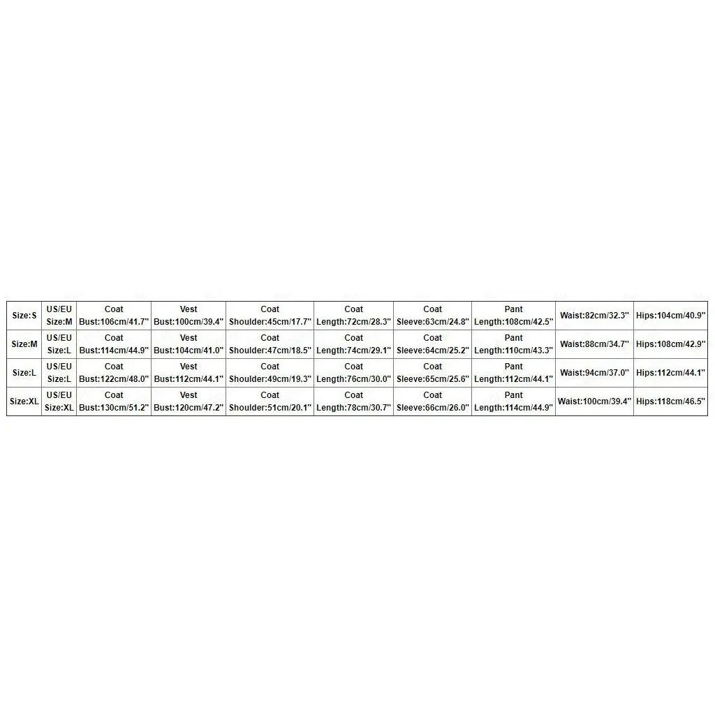 feitong Suits Men Men’s Suit Slim 3-Piece Suit Blazer Business Wedding Party Jacket Vest& Pants