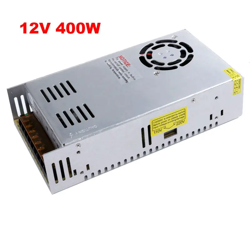Импульсный Светодиодный источник питания 12 В 400 Вт Трансформатор dc12v алюминий AC110V