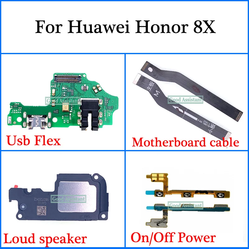 Для huawei Honor 8X/вид 10 Lite JSN-AL00 JSN-L22 JSN-L21 Usb гибкий кабель материнской платы громкий динамик вкл/выкл Мощность гибкий кабель