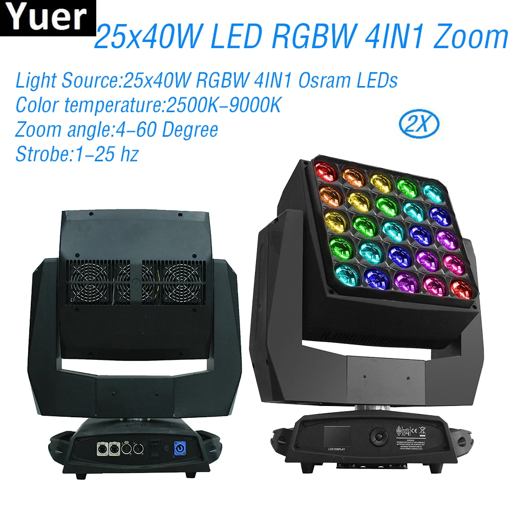 2 шт./лот LED большой пчелиный глаз 25x40 Вт RGBW 4 в 1 движущаяся головка света DMX512 DJ