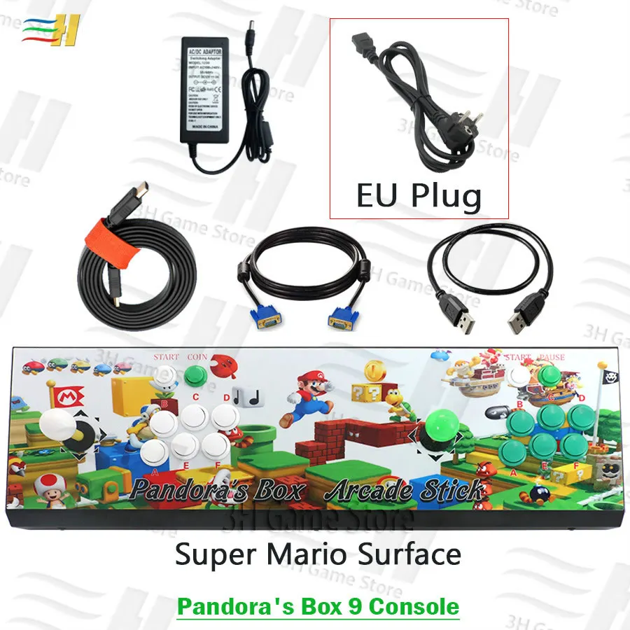 PB9 super mario EU Новинка Pandora Box 9 1500 В 1 железная игровая консоль для аркадных игр 2 игрока джойстик Кнопка HDMI VGA usb джойстик для ПК ps3 ТВ 5S 6 6s 7 - Цвет: PB9 super mario EU