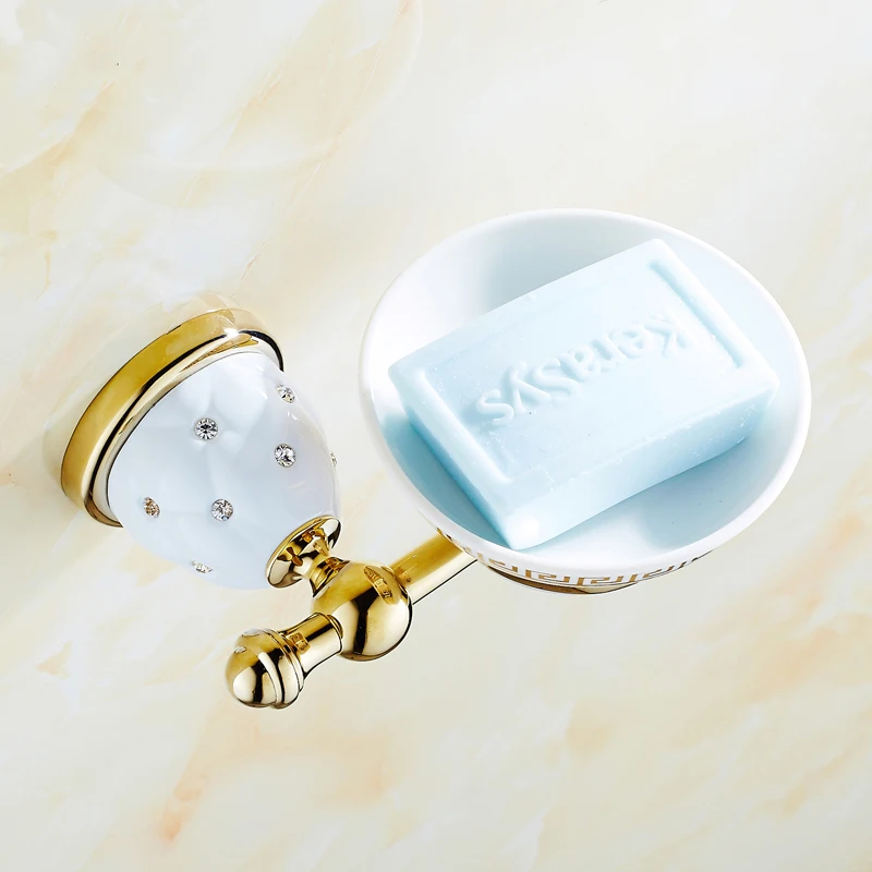 Золотистая полированная латунь &amp алмаз аксессуары для ванной комнаты