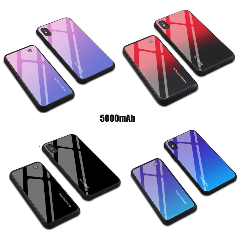Магнитный беспроводной зарядный чехол для телефона iphone X XS Max XR 5000mAh аккумулятор