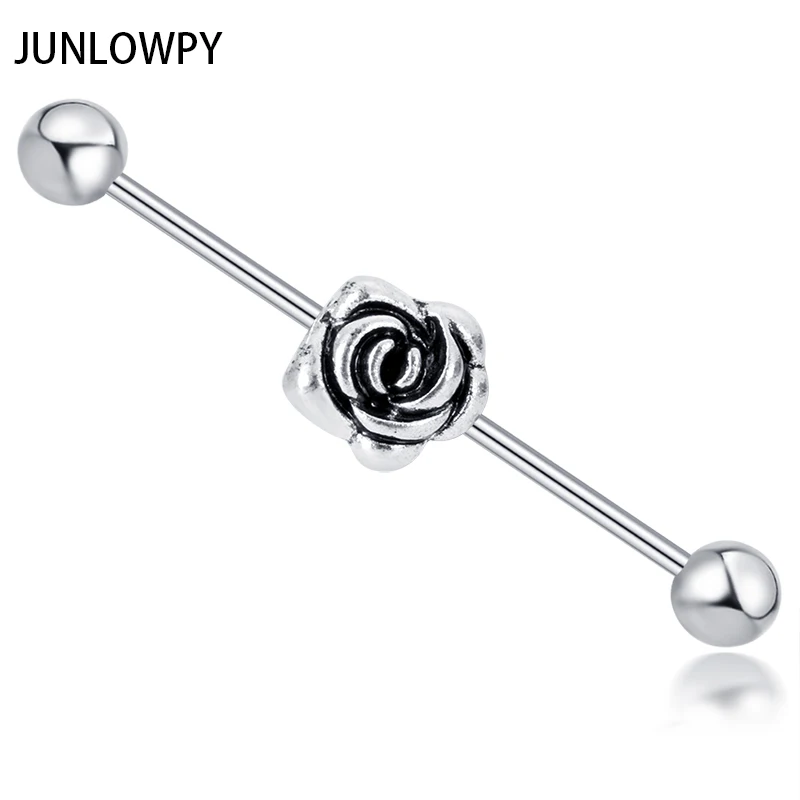 JUNLOWPY пирсинг наборы хрящ траг серьги спираль для женщин розовое сердце луна