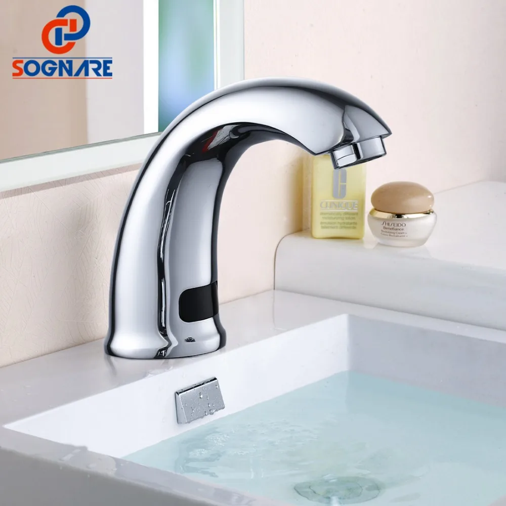 

SOGNARE Solid Brass Bathroom Automatic Touch Free Sensor Faucets Deck Mounted Hot Cold Water Saving Basin Sink Mixer Faucet D208