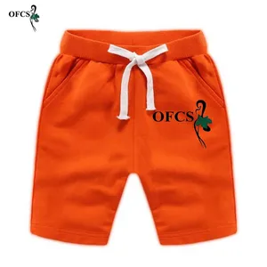 Детские Модные шорты, однотонные пляжные шорты для маленьких мальчиков, брюки для девочек с эластичным поясом, детская спортивная одежда OFCS, For18M-12Year