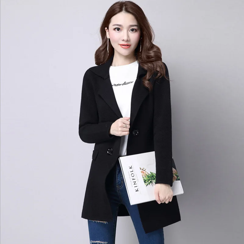 New Women Autumn winter/ Sweater 2018 Long Cardigan Korean Slim Pocket Loose Knit Outwear Coat SW522 |