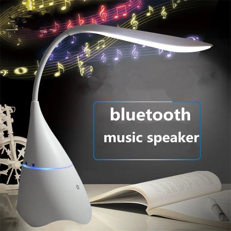 Беспроводная настольная стереолампа с зарядкой от USB и Bluetooth-динамиком, светильник для чтения с защитой глаз, лампа с динамиком для студентов и спальни