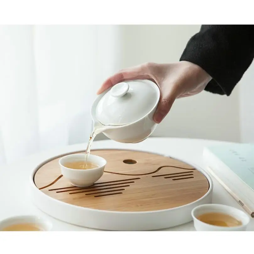 Чайный поднос King Tea Mall китайский для чая Gongfu с баком воды чайными блюдцами досками