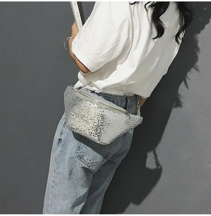 Mododiino Bling Sequins Сумки на пояс многофункциональные модные женские сумки на плечо Классический дизайн сумки Повседневная сумка на ремне DNV0364