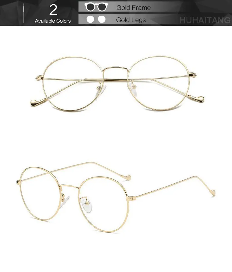 HUHAITANG Round Nearsight Glasses Women Luxury Brand Anti Blue Light Computer Eye Glasses Frames For Men Clear Myopia Eyeglasses