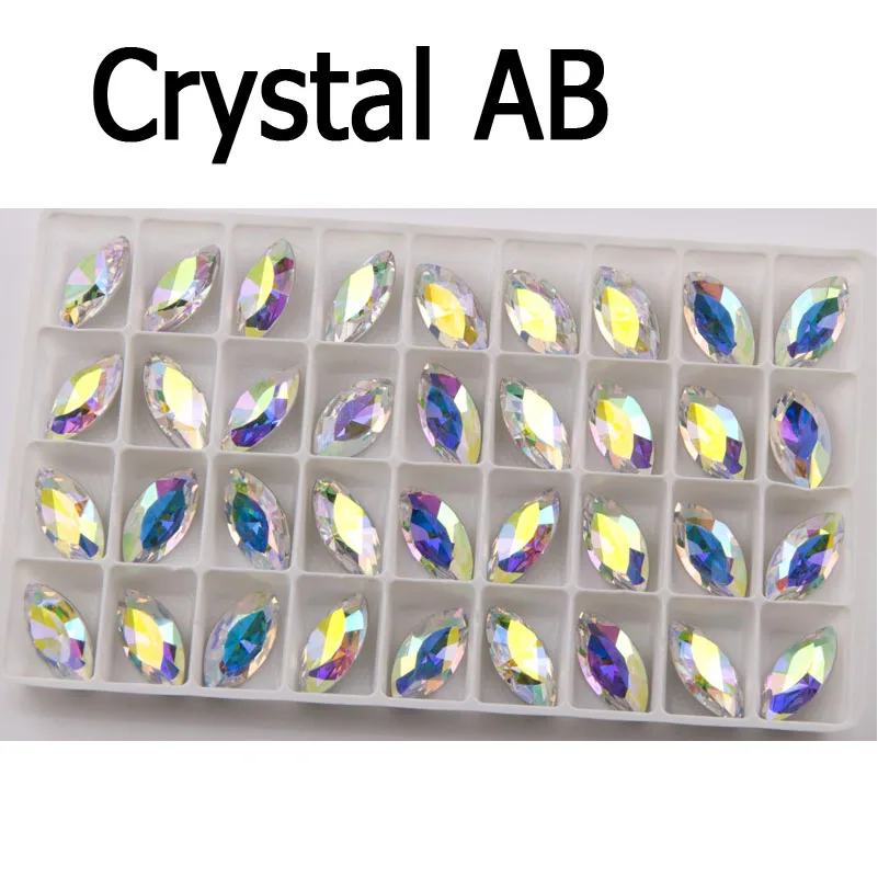 Crystal AB Стразы с блестящими кристаллами, Пришивные, с когтями, Наветт, сделай сам, цветные стразы, платье, Необычные стразы из камня, стекло, для ювелирных изделий, одежда - Цвет: Crystal AB