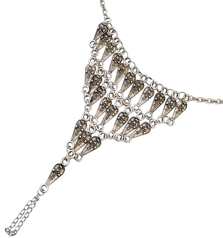 

Gypsy Antique Silver Turkish Carved Drop Statement Anklet Ankle Bracelet Beach Foot Jewelry Ethnic Tribal Jewelry