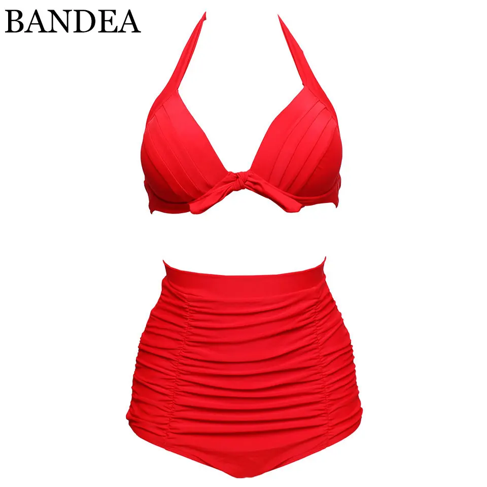 

BANDEA swimwear bikini 2019 summer sexy swimwear women solid swimwear bikini set bandage push-up pad halter brand bikini